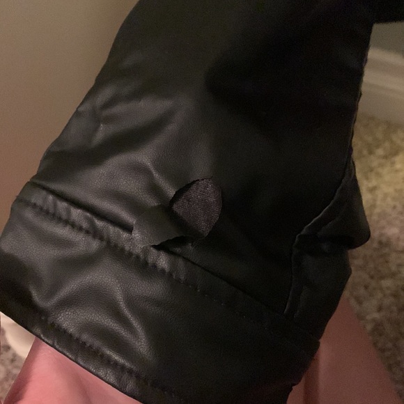 Faux leather jacket with black and red plaid print - Picture 5 of 6